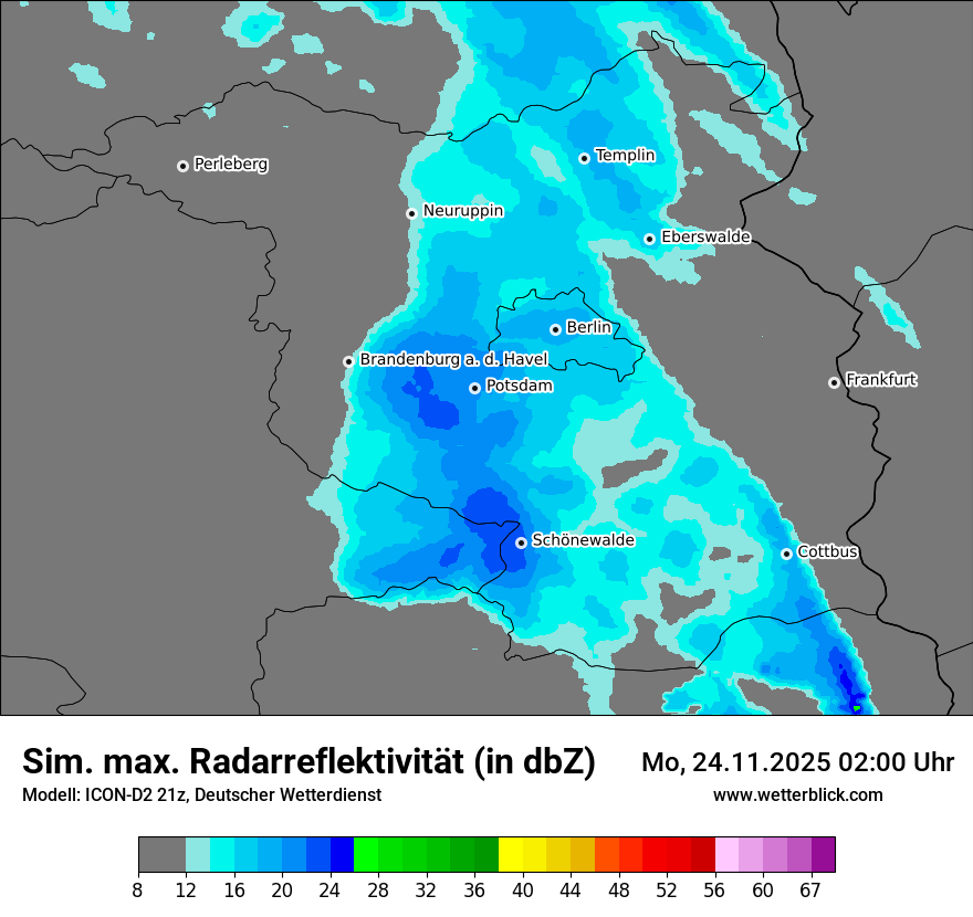 Modellkarten Simuliertes Radarbild