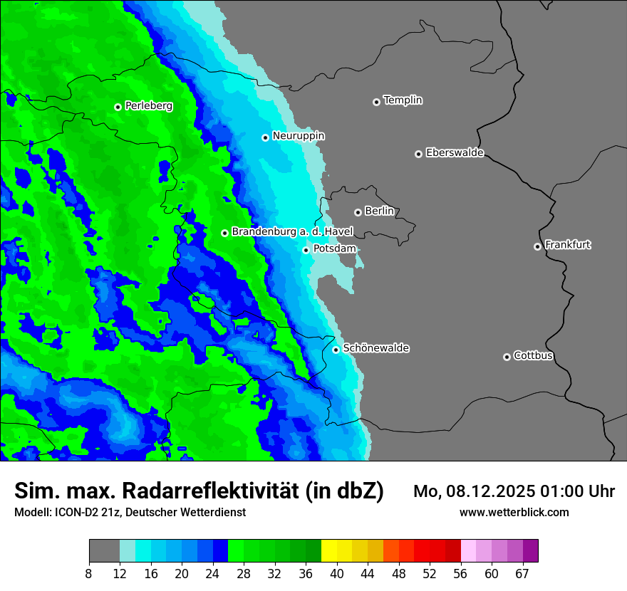Modellkarten Simuliertes Radarbild