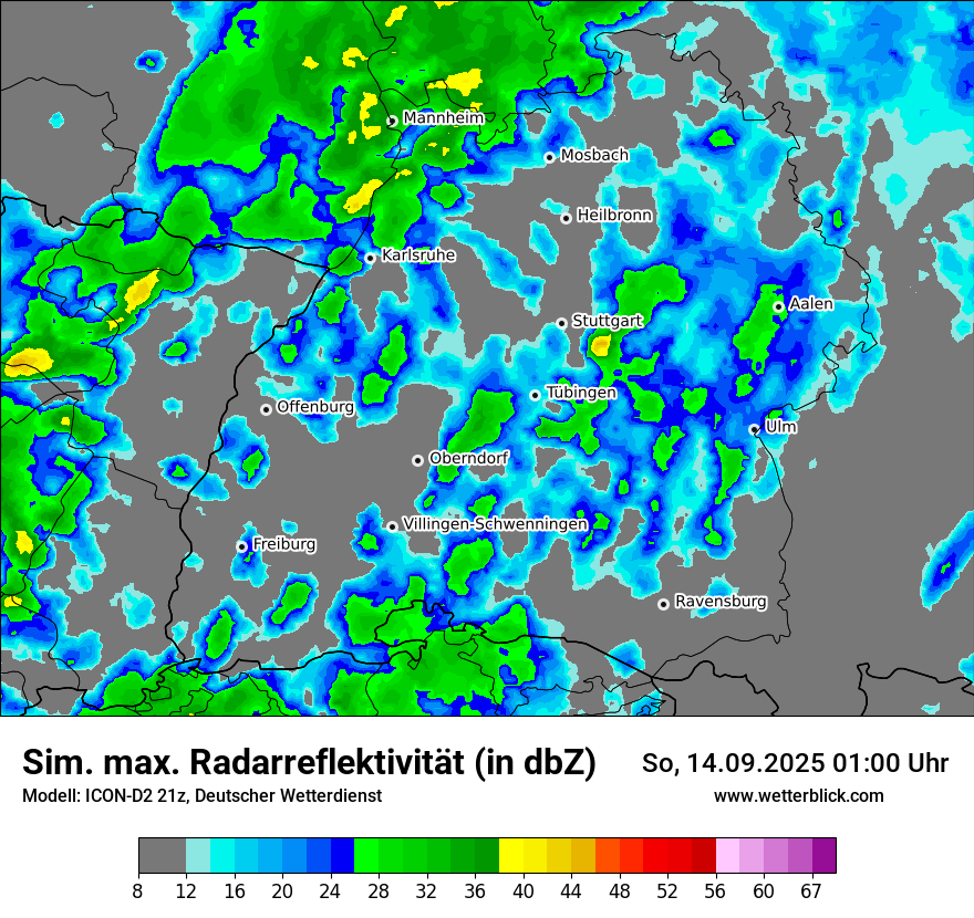Modellkarten Simuliertes Radarbild