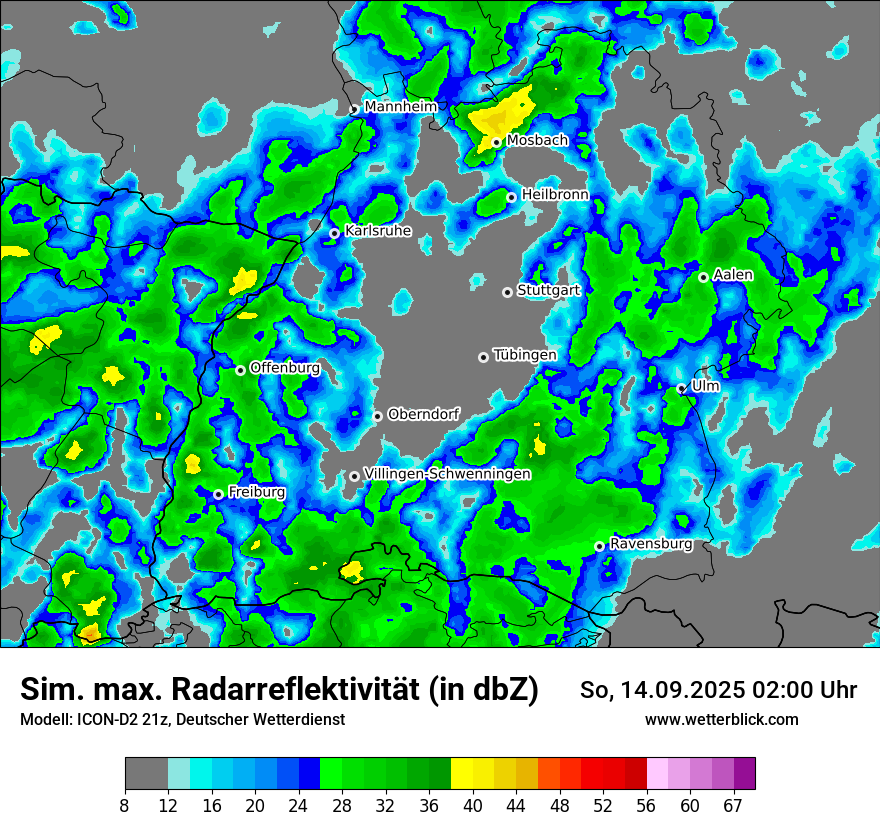 Modellkarten Simuliertes Radarbild