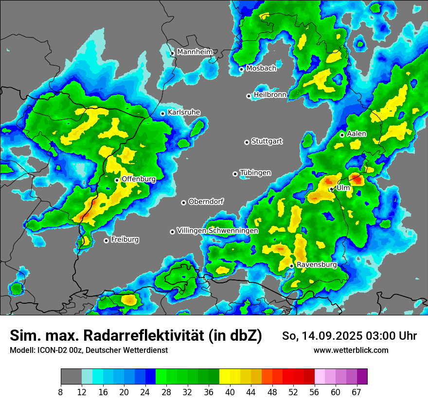 Modellkarten Simuliertes Radarbild