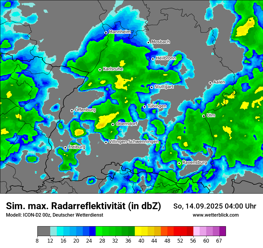 Modellkarten Simuliertes Radarbild