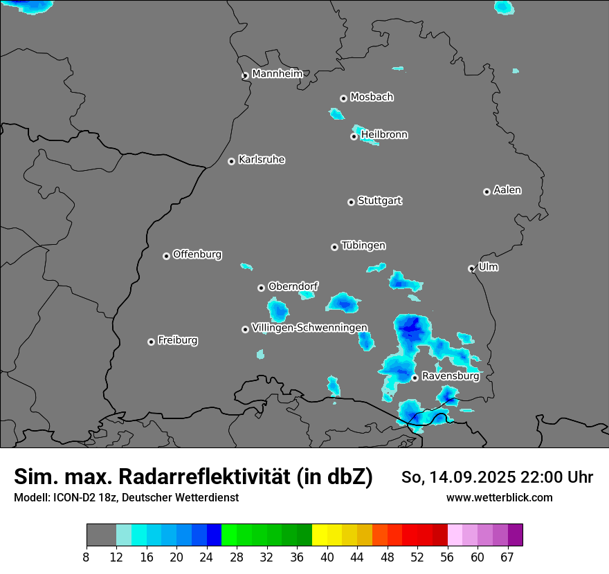 Modellkarten Simuliertes Radarbild