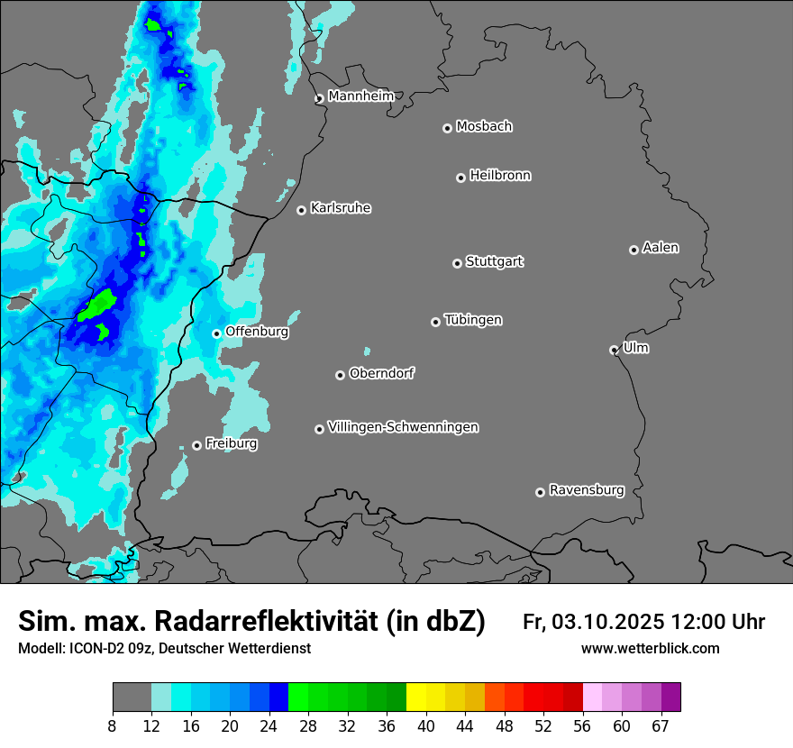 Modellkarten Simuliertes Radarbild