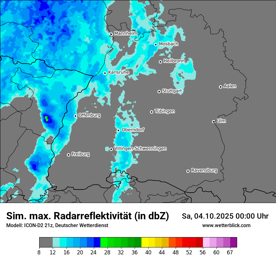 Modellkarten Simuliertes Radarbild