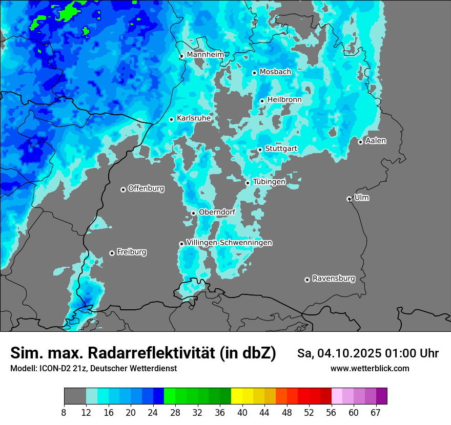 Modellkarten Simuliertes Radarbild