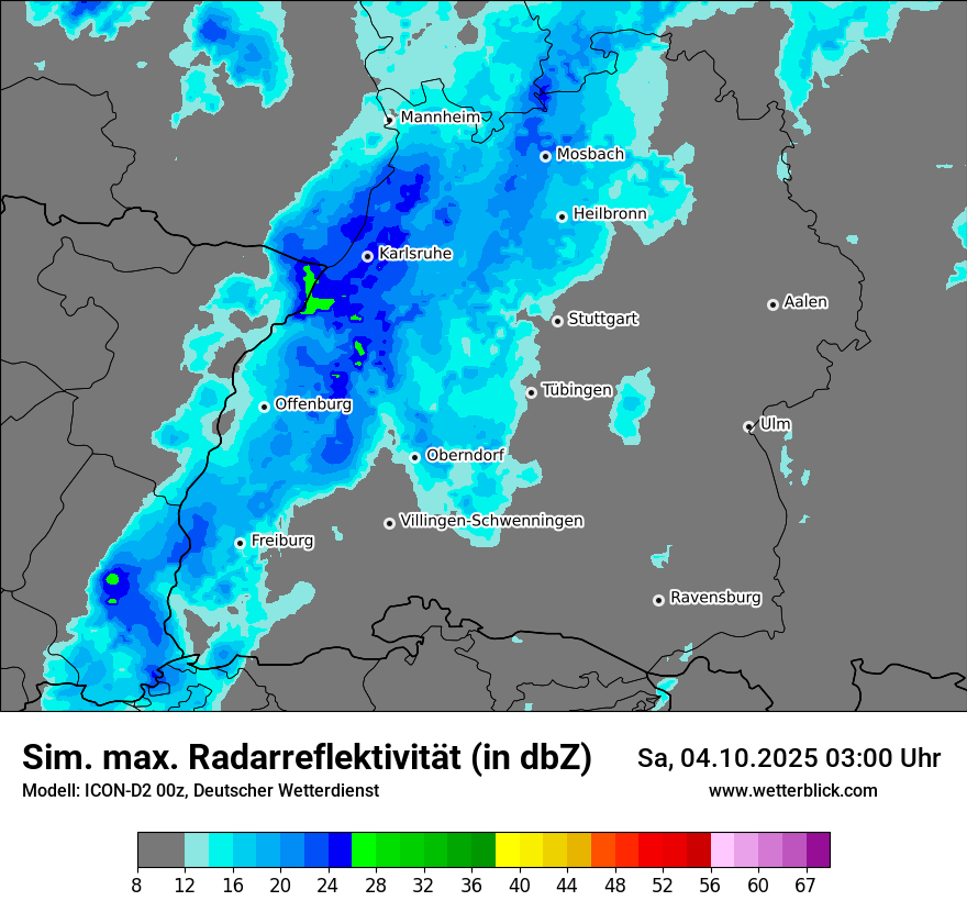 Modellkarten Simuliertes Radarbild