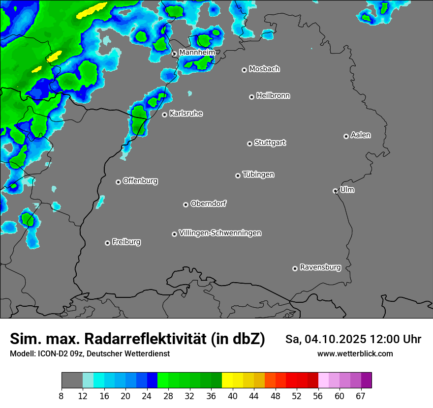 Modellkarten Simuliertes Radarbild