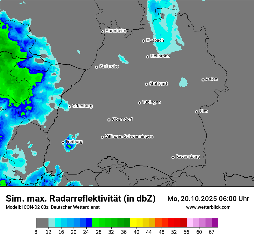 Modellkarten Simuliertes Radarbild