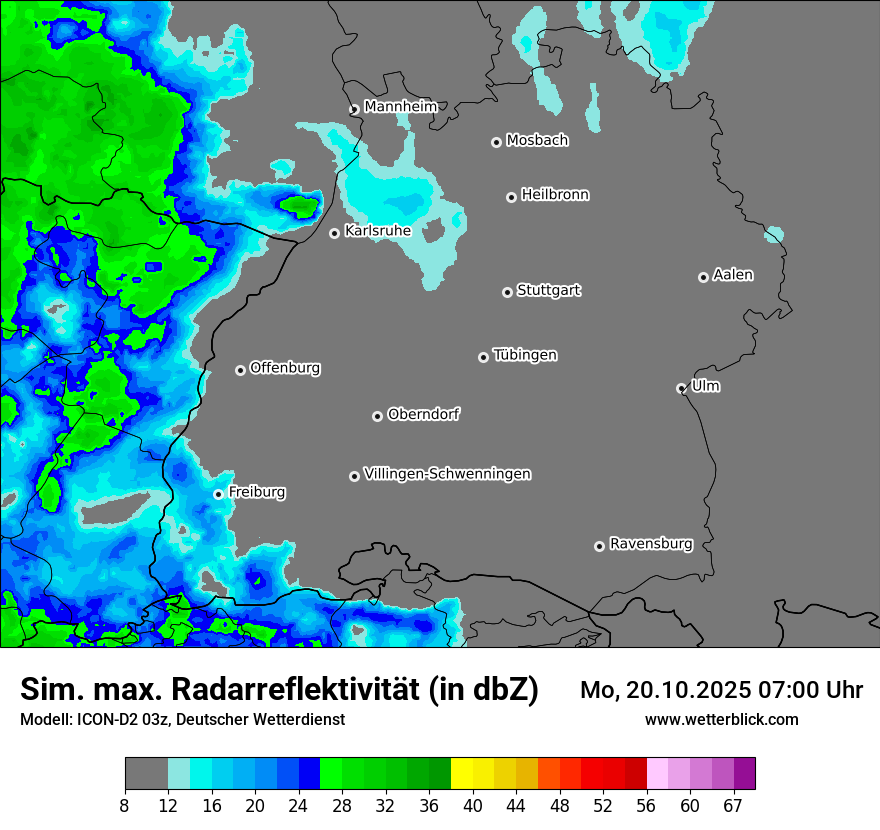 Modellkarten Simuliertes Radarbild