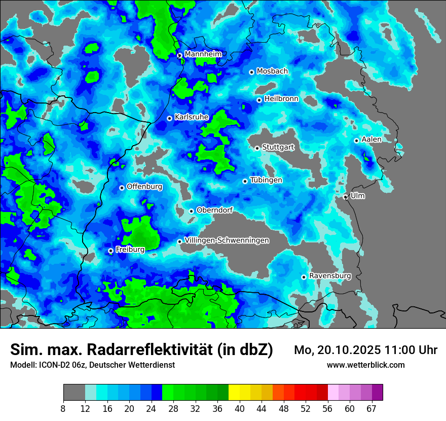 Modellkarten Simuliertes Radarbild