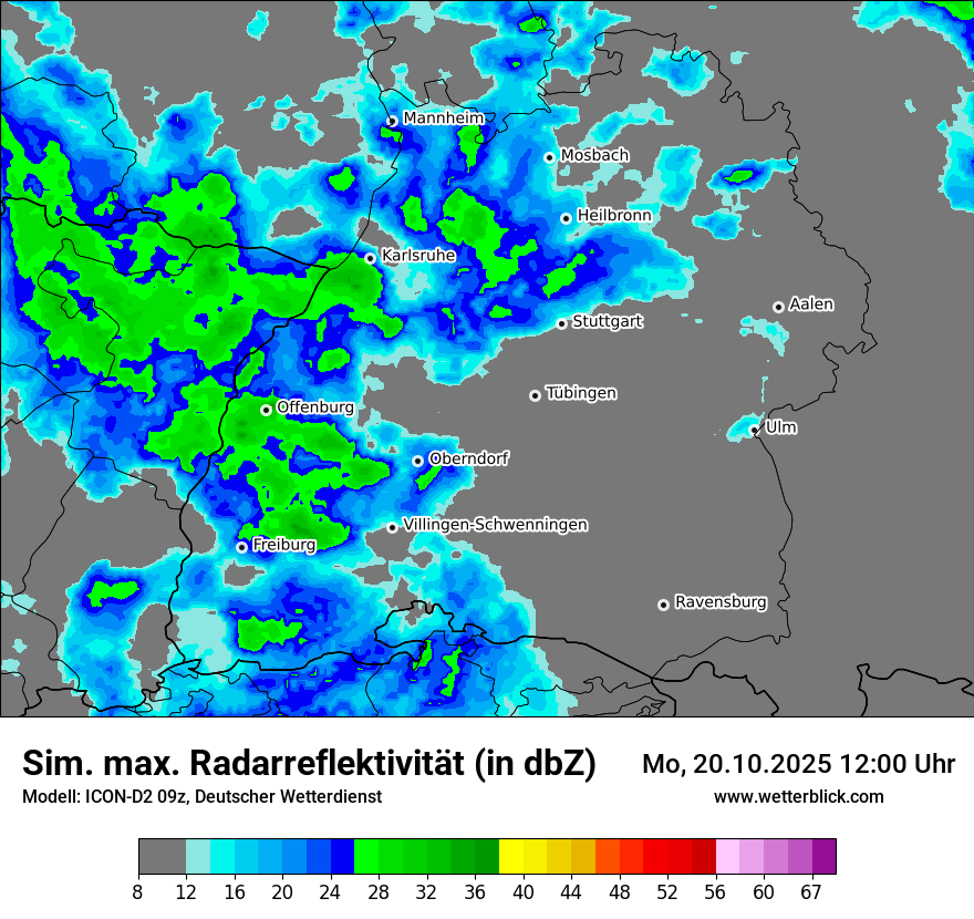 Modellkarten Simuliertes Radarbild