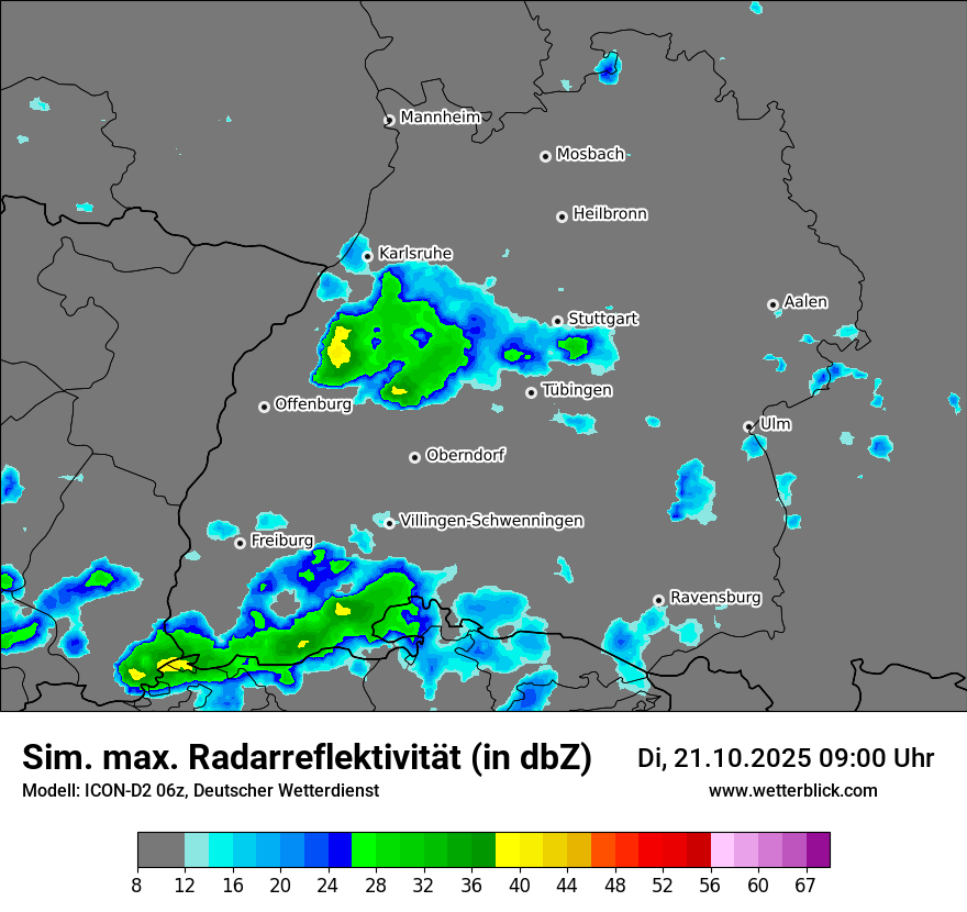 Modellkarten Simuliertes Radarbild
