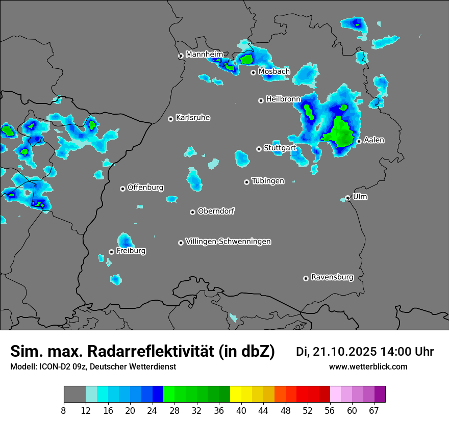 Modellkarten Simuliertes Radarbild