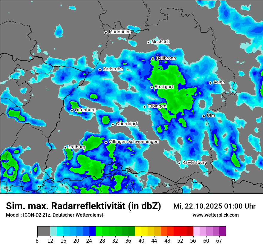 Modellkarten Simuliertes Radarbild