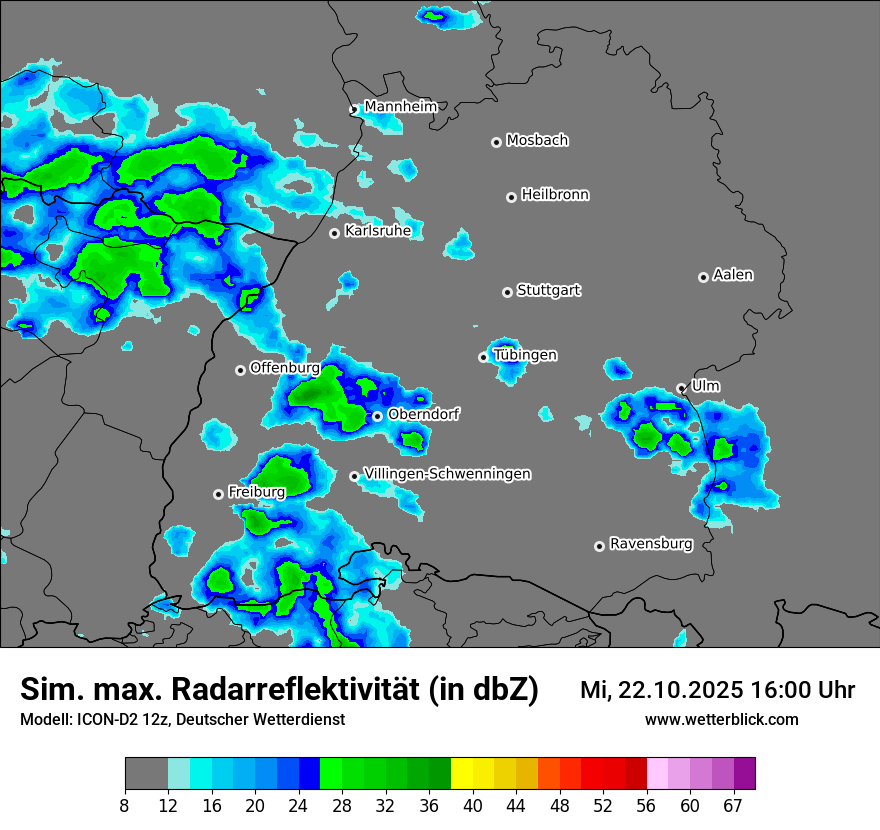 Modellkarten Simuliertes Radarbild