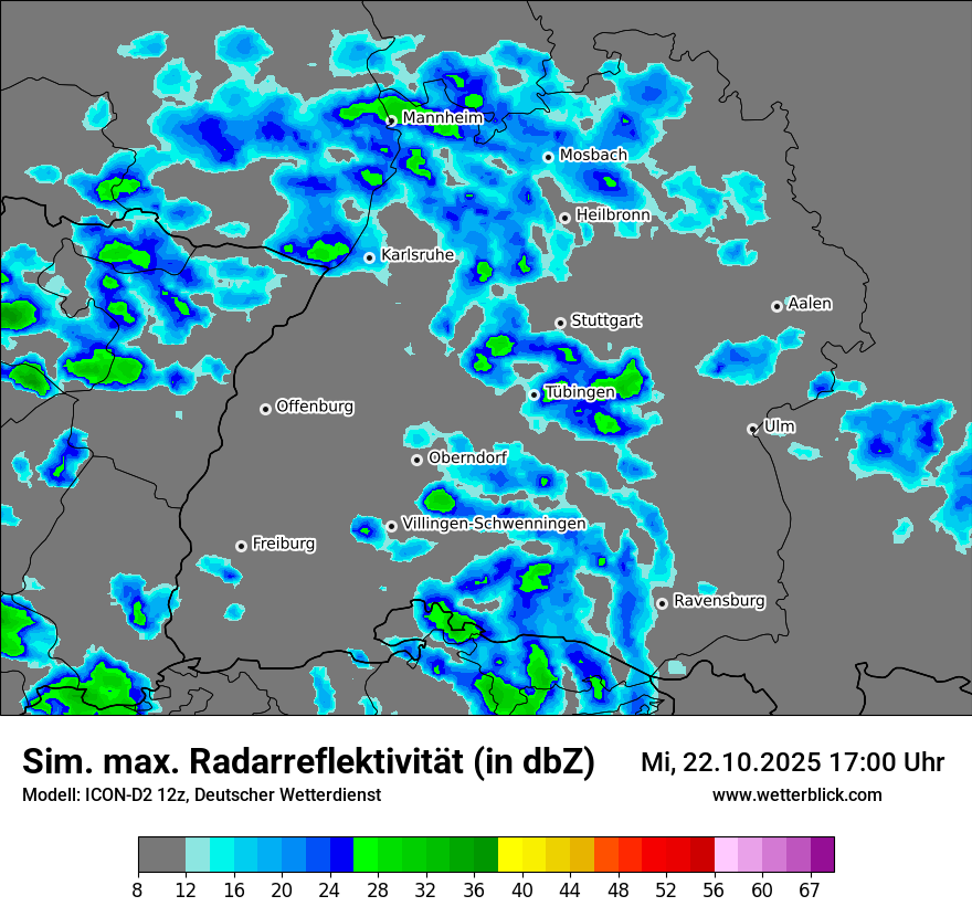 Modellkarten Simuliertes Radarbild