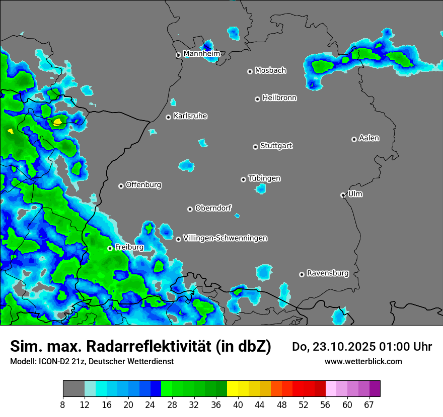 Modellkarten Simuliertes Radarbild