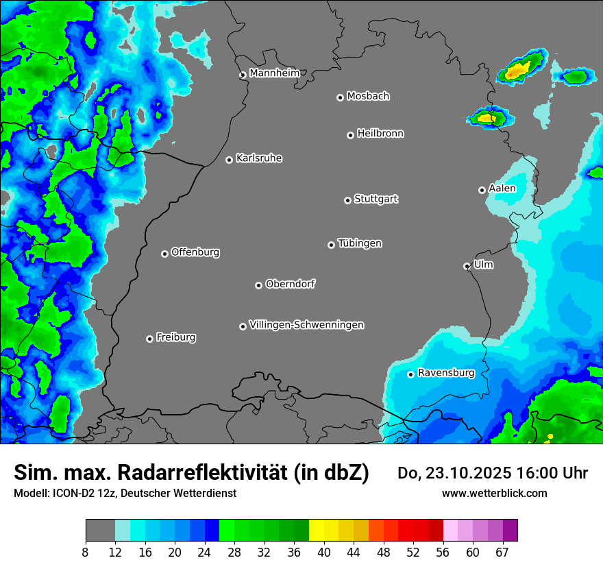 Modellkarten Simuliertes Radarbild