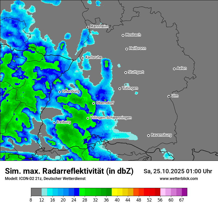 Modellkarten Simuliertes Radarbild