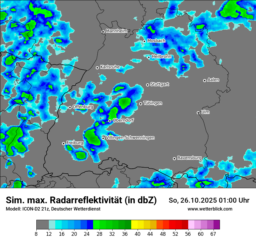 Modellkarten Simuliertes Radarbild