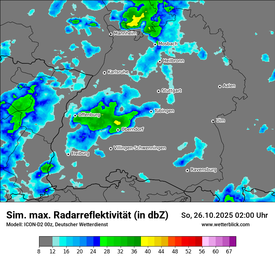 Modellkarten Simuliertes Radarbild