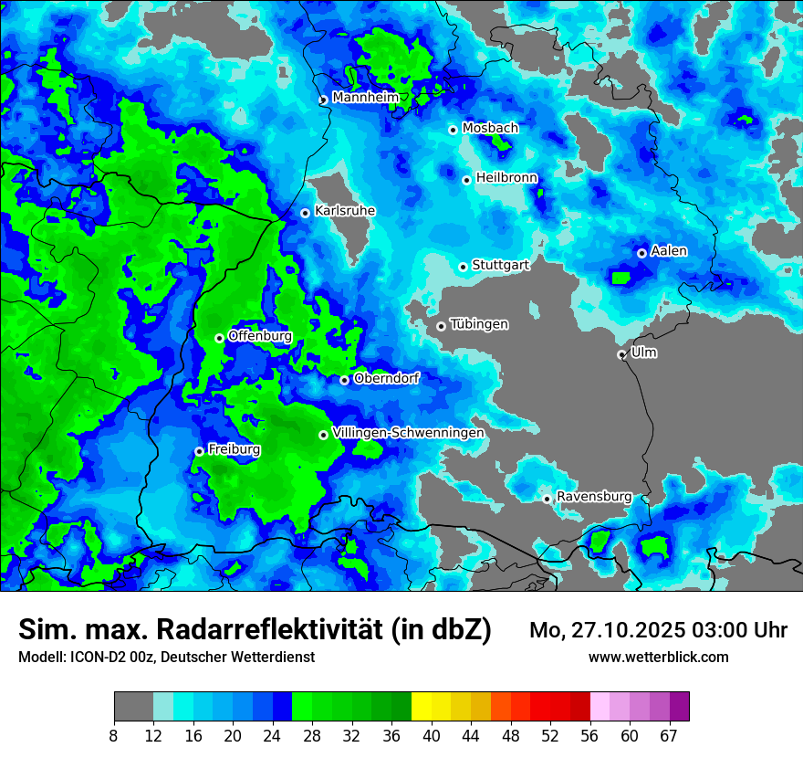 Modellkarten Simuliertes Radarbild