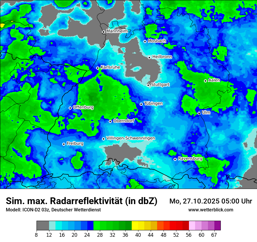 Modellkarten Simuliertes Radarbild