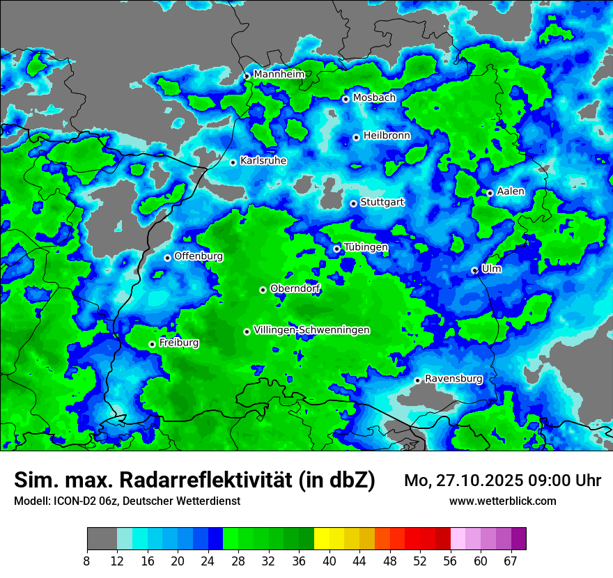 Modellkarten Simuliertes Radarbild