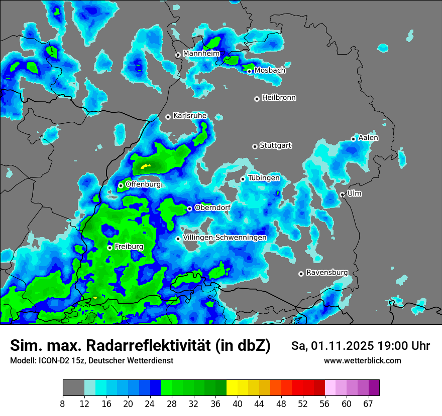Modellkarten Simuliertes Radarbild