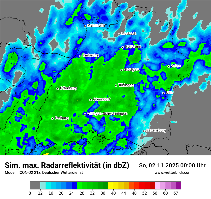Modellkarten Simuliertes Radarbild