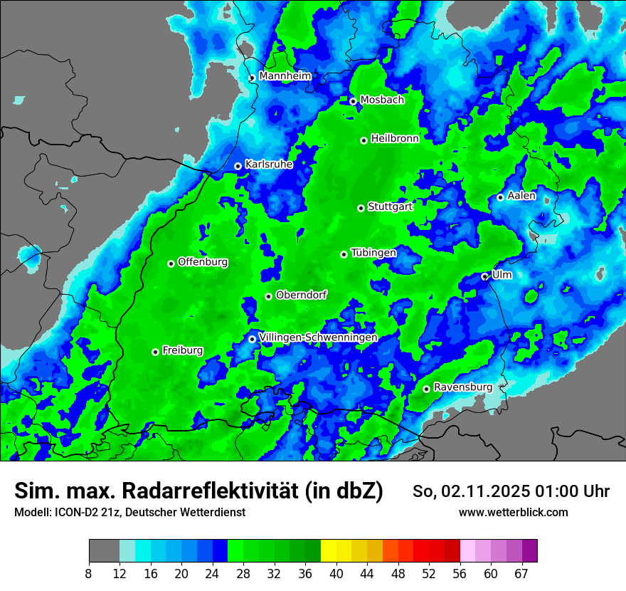 Modellkarten Simuliertes Radarbild