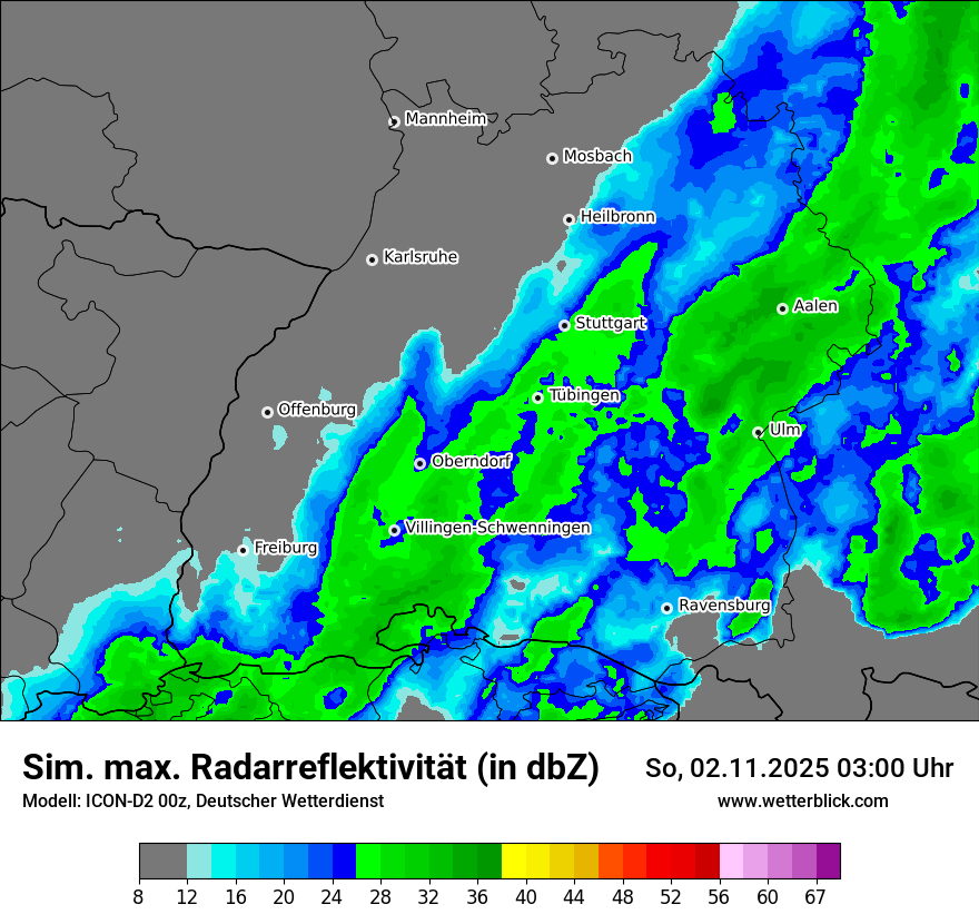 Modellkarten Simuliertes Radarbild