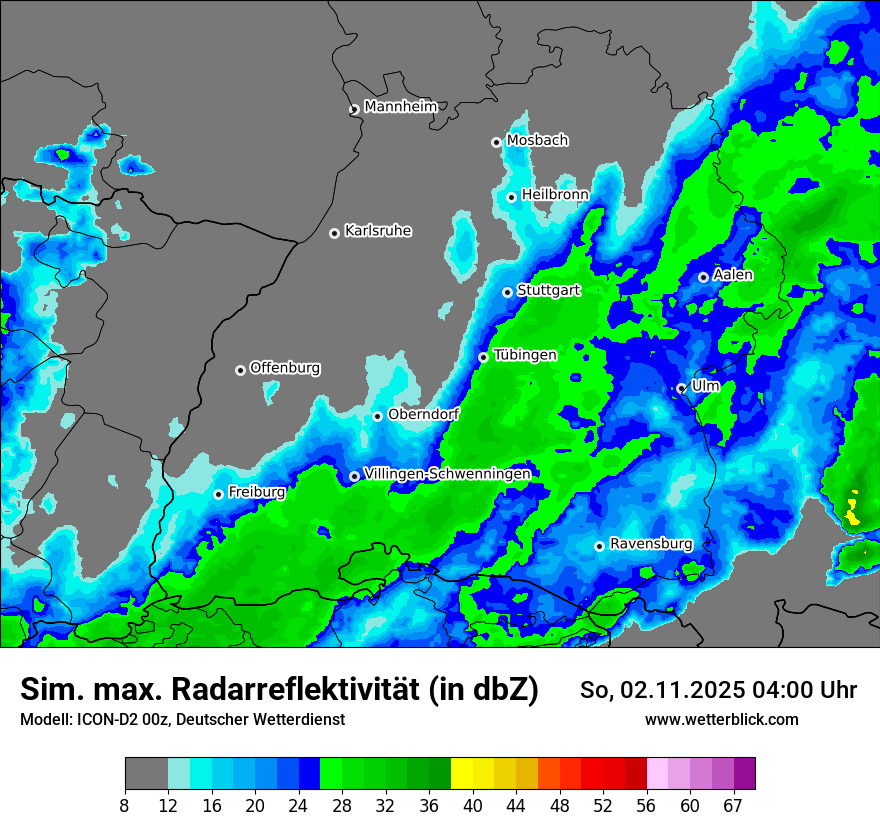 Modellkarten Simuliertes Radarbild