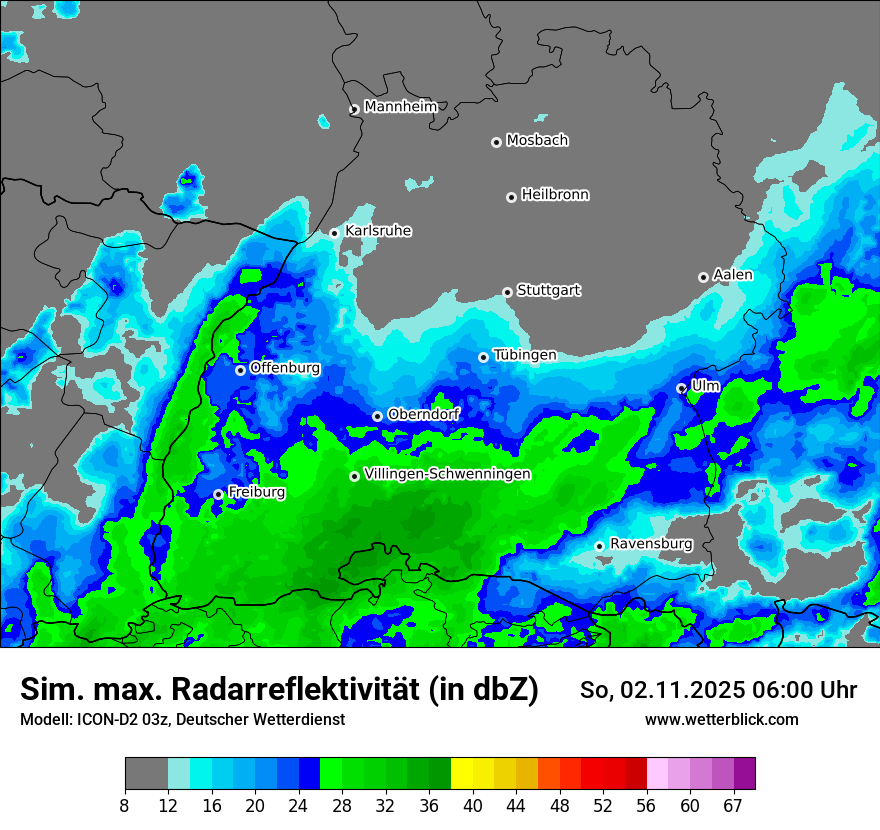 Modellkarten Simuliertes Radarbild