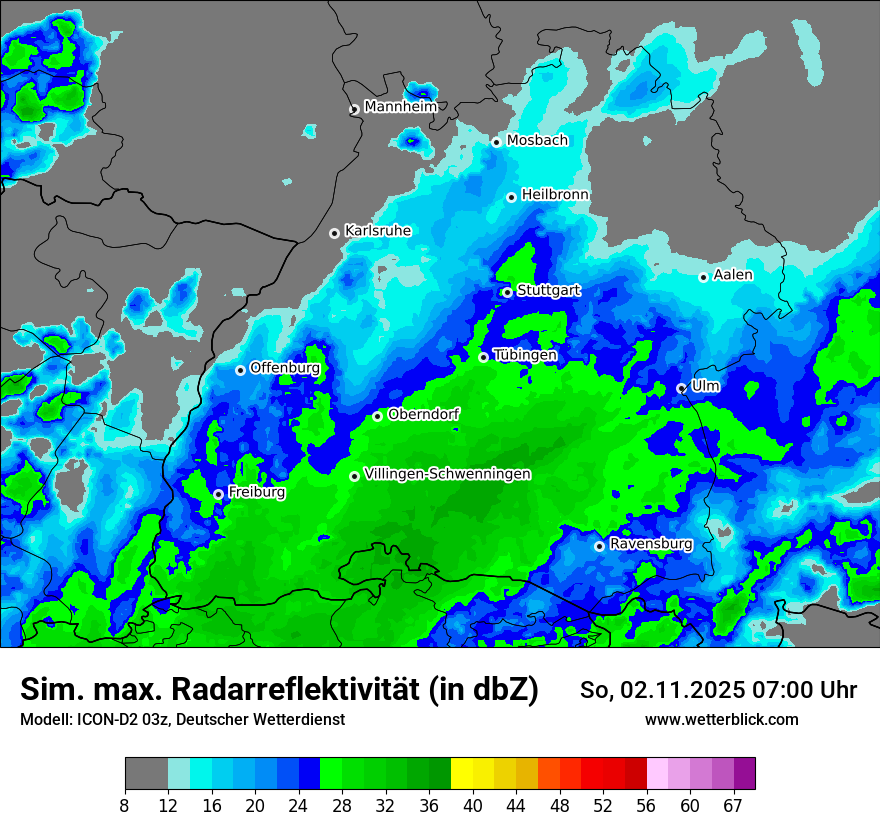 Modellkarten Simuliertes Radarbild