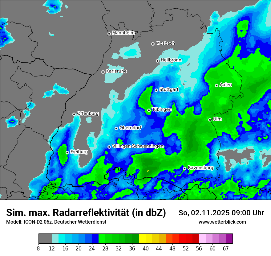 Modellkarten Simuliertes Radarbild