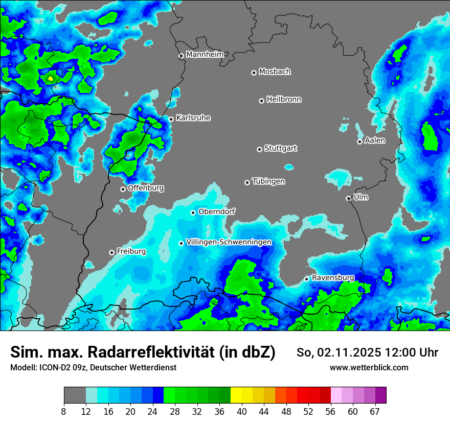 Modellkarten Simuliertes Radarbild