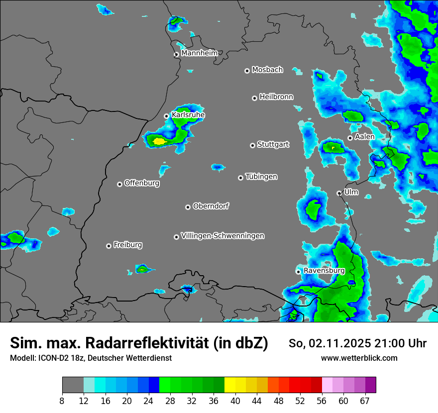 Modellkarten Simuliertes Radarbild