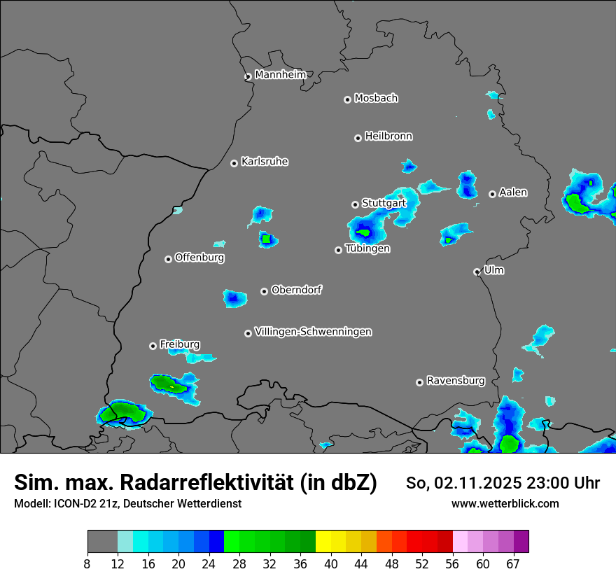 Modellkarten Simuliertes Radarbild
