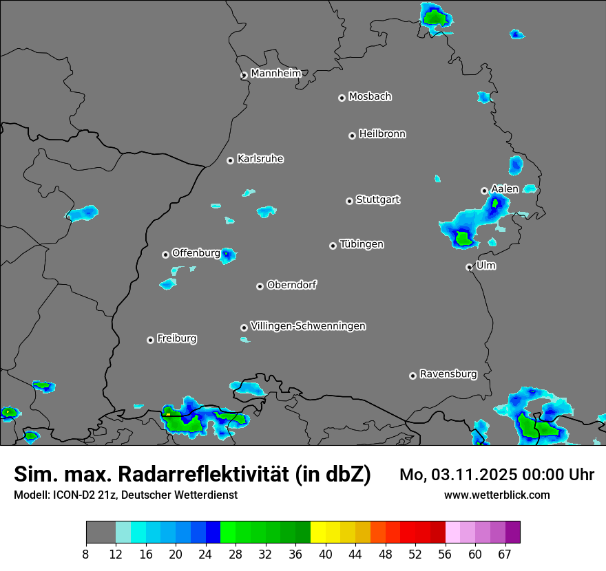 Modellkarten Simuliertes Radarbild