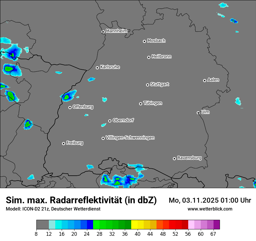 Modellkarten Simuliertes Radarbild