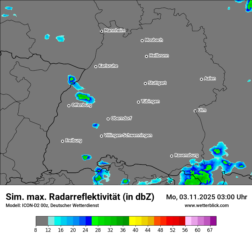 Modellkarten Simuliertes Radarbild