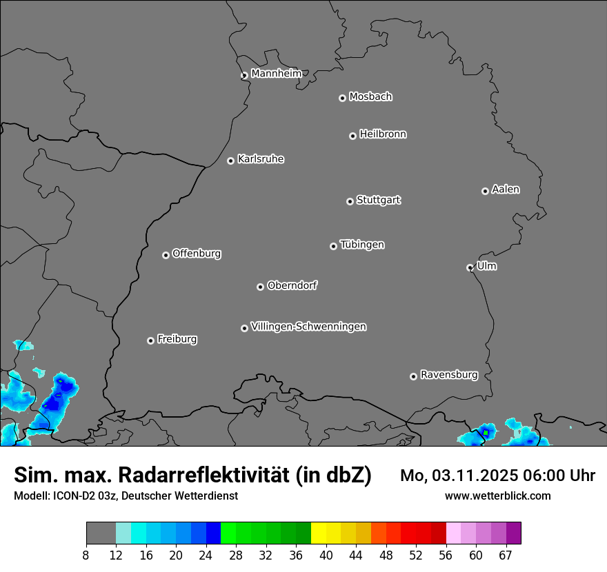 Modellkarten Simuliertes Radarbild