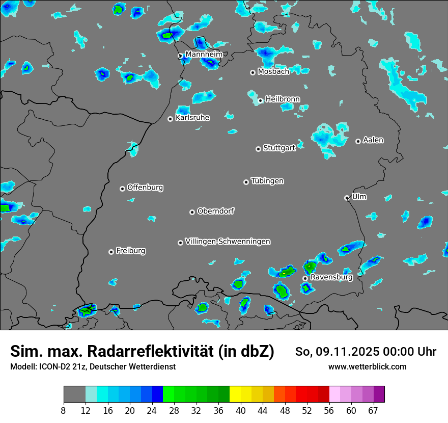 Modellkarten Simuliertes Radarbild