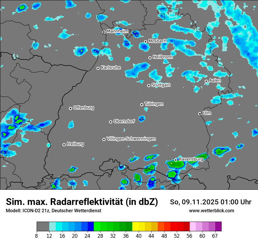 Modellkarten Simuliertes Radarbild