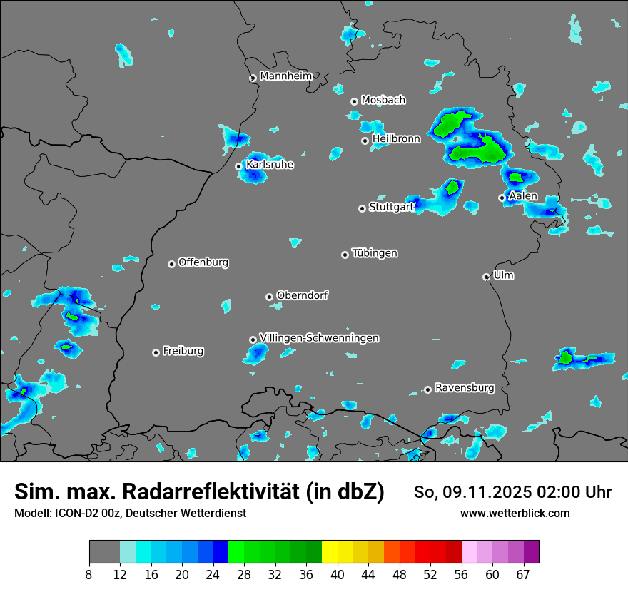Modellkarten Simuliertes Radarbild