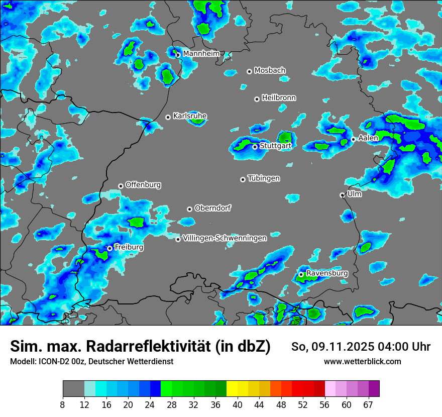 Modellkarten Simuliertes Radarbild