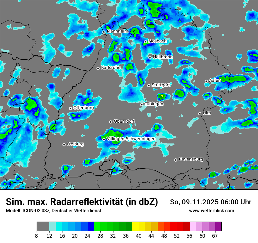 Modellkarten Simuliertes Radarbild