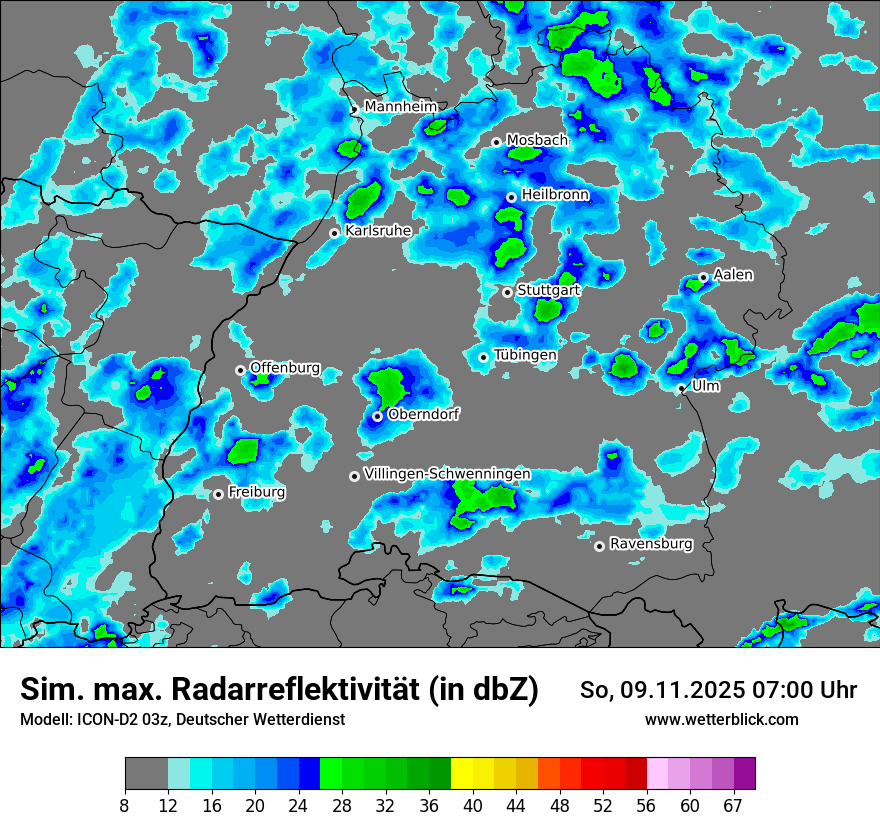 Modellkarten Simuliertes Radarbild